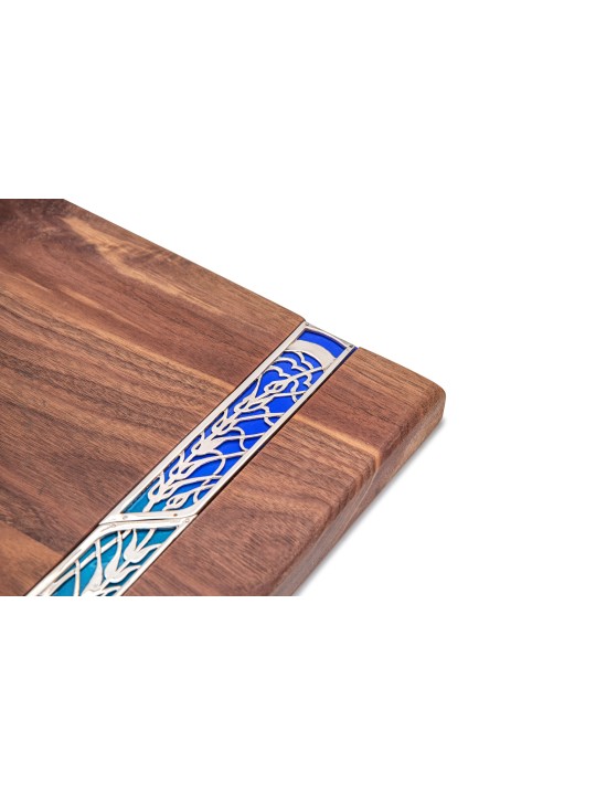 Shabbat Walnut Challah Board and Knife Set , Tu B'Av Gifts , Israeli J